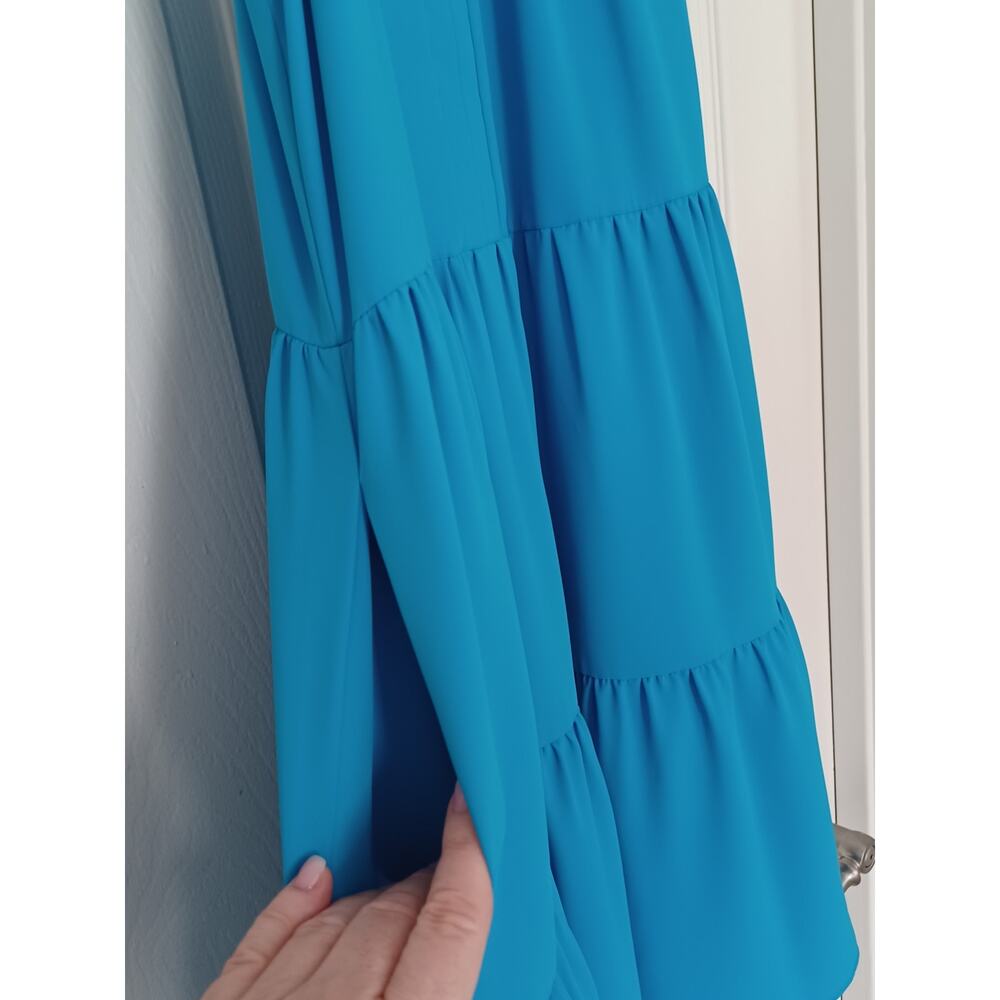 Amanda Uprichard Darby Tiered Halter Mini Dress Ocean Blue M - Picture 9 of 11